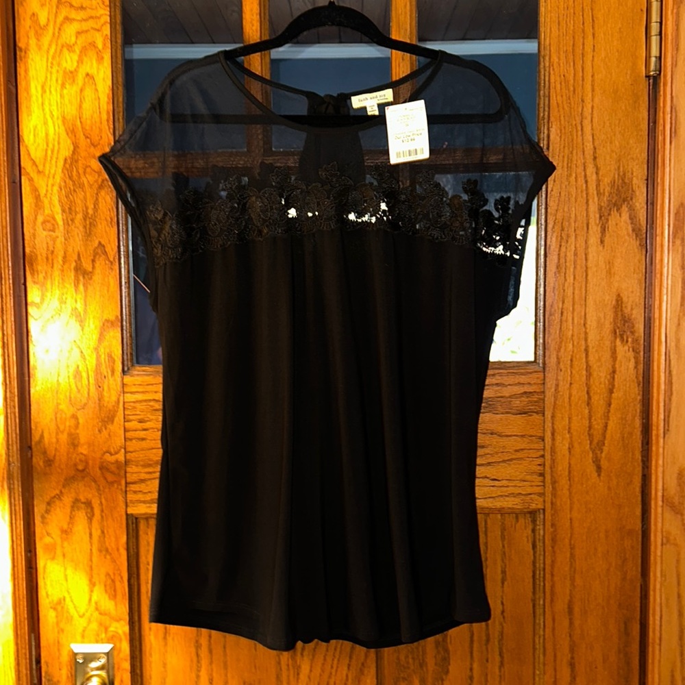 faith and joy black lace embroidered top